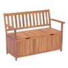 Garden bench wooden bench with storage outdoor furniture 120x60x87 cm brown color