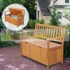 Garden bench wooden bench with storage outdoor furniture 120x60x87 cm brown color