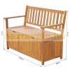 Garden bench wooden bench with storage outdoor furniture 120x60x87 cm brown color