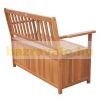 Garden bench wooden bench with storage outdoor furniture 120x60x87 cm brown color