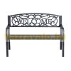 Garden bench outdoor seating furniture metal waterproof garden furniture with "Welcome" written backrest 127x60x87 cm black