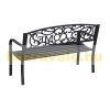 Garden bench outdoor seating furniture metal waterproof garden furniture with "Welcome" written backrest 127x60x87 cm black