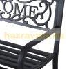 Garden bench outdoor seating furniture metal waterproof garden furniture with "Welcome" written backrest 127x60x87 cm black