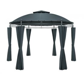   Kerek kerti sátor fémvázas szerelhető kerti antracit szürke pavilon 350 cm átmérő