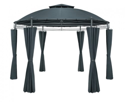 Round garden tent metal frame pre-assembled garden anthracite gray pavilion 350 cm diameter