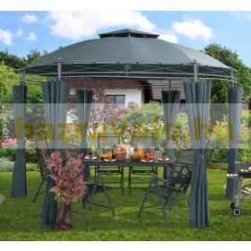   Kerek kerti sátor fémvázas szerelhető kerti antracit szürke pavilon 350 cm átmérő