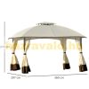 Beer tent, metal frame garden pavilion 360x300 cm with double roof and side wall beige-brown