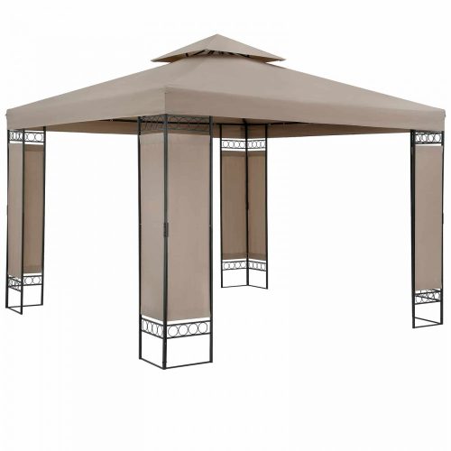 Garden pavilion beer tent in modern style, 3x3 meters in brown color