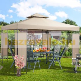   Kerti pavilon sörsátor modern stílusú szerelhető 3x3 méter barna színben