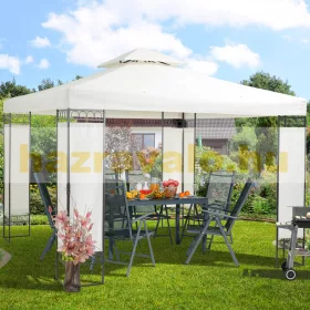   Kerti pavilon sörsátor modern stílusú szerelhető 3x3 méter bézs színben