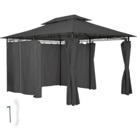   Sörsátor modern stílusú szerelhető 3X4m kerti pavilon fekete színben pergola