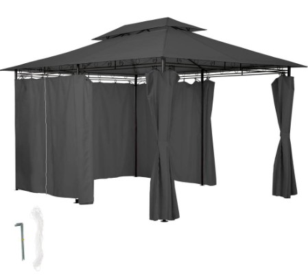 Sörsátor modern stílusú szerelhető 3X4m kerti pavilon fekete színben pergola