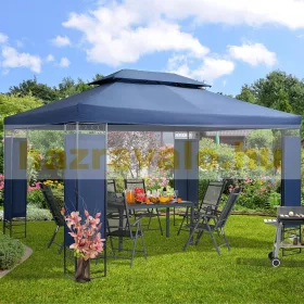   Rendezvénysátor luxus pavilon sörsátor modern stílusú szerelhető 300x400 cm kék színben