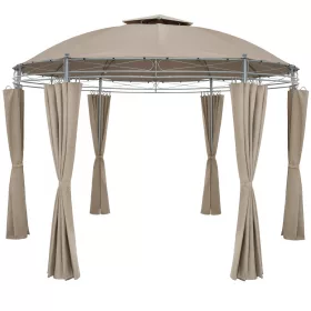 Kerek kerti sátor fémvázas szerelhető kerti barna taupe pavilon 350 cm átmérő