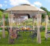 Round garden tent metal frame pre-assembled garden brown taupe pavilion 350 cm lake color