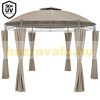 Round garden tent metal frame pre-assembled garden brown taupe pavilion 350 cm lake color