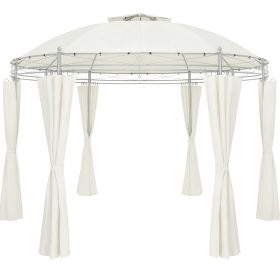   Kerek kerti sátor fémvázas szerelhető kerti törtfehér pavilon 350 cm átmérő