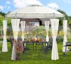 Round garden tent metal frame assembled garden gazebo off-white 350 cm diameter