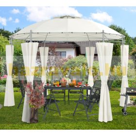   Kerek kerti sátor fémvázas szerelhető kerti törtfehér pavilon 350 cm átmérő