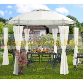 Kerek kerti sátor fémvázas szerelhető kerti bézs pavilon 350 cm átmérő