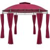 Round garden tent with metal frame, burgundy gazebo, 350 cm diameter