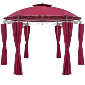   Kerek kerti sátor fémvázas szerelhető kerti bordó pavilon 350 cm átmérő