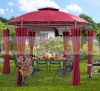 Round garden tent with metal frame, burgundy gazebo, 350 cm diameter