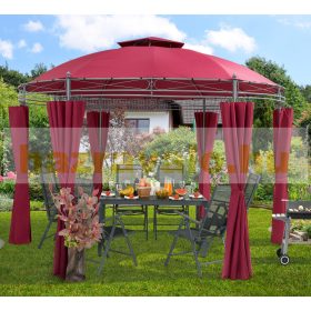   Kerek kerti sátor fémvázas szerelhető kerti bordó pavilon 350 cm átmérő