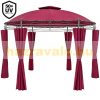 Round garden tent with metal frame, burgundy gazebo, 350 cm diameter
