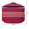 Round garden tent with metal frame, burgundy gazebo, 350 cm diameter