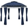 Round garden tent metal frame assembled garden blue pavilion 350 cm diameter