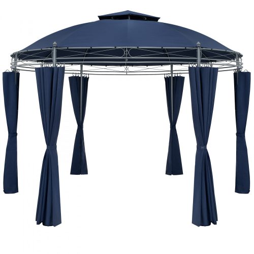 Round garden tent metal frame assembled garden blue pavilion 350 cm diameter