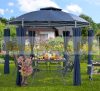 Round garden tent metal frame assembled garden blue pavilion 350 cm diameter