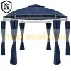 Round garden tent metal frame assembled garden blue pavilion 350 cm diameter