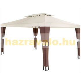   Rattan stílusú napvédő sátor szerelhető kerti pavilon 3x4 m sörsátor antracit-barna színben