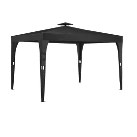   Rattan stílusú napvédő sátor szerelhető kerti pavilon 3x4 méter sörsátor fekete-antracit színben 