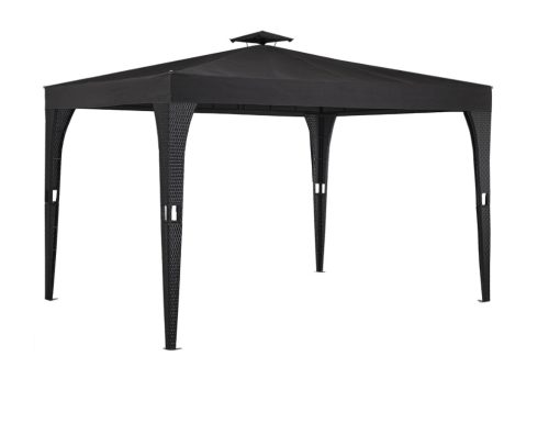 Rattan-style sun protection tent assembled garden pavilion 3x4 meter beer tent in black-anthracite color 