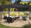 Rattan-style sun protection tent assembled garden pavilion 3x4 meter beer tent in black-anthracite color 