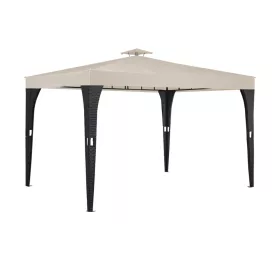 Rattan stílusú napvédő sátor szerelhető kerti pavilon 3X3,9 m sörsátor fekete-krém színben