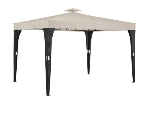 Rattan-style sun protection tent can be assembled garden pavilion 3x4 meter beer tent in black and cream color