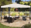 Rattan-style sun protection tent can be assembled garden pavilion 3x4 meter beer tent in black and cream color