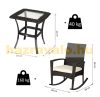 Garden rattan seating set of 3 parts with 2 rocking chairs and 1 metal table 