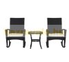 Garden rattan seating set of 3 parts with 2 rocking chairs and 1 metal table 