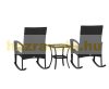 Garden rattan seating set of 3 parts with 2 rocking chairs and 1 metal table 