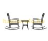 Garden rattan seating set of 3 parts with 2 rocking chairs and 1 metal table 
