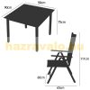 5-piece sofa set with silver aluminum frame, black color 