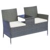 Polirattan kerti ülőgarnitúra kerti bútor szett 133x63x84 cm acél szürke színben 