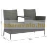 Polirattan kerti ülőgarnitúra kerti bútor szett 133x63x84 cm acél szürke színben 