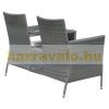 Polirattan kerti ülőgarnitúra kerti bútor szett 133x63x84 cm acél szürke színben 