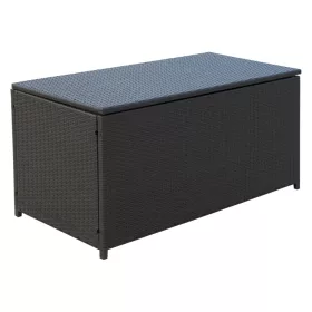   Kerti tároló műanyag kerti láda műrattan 118x54x59 cm porszórt fémvázzal